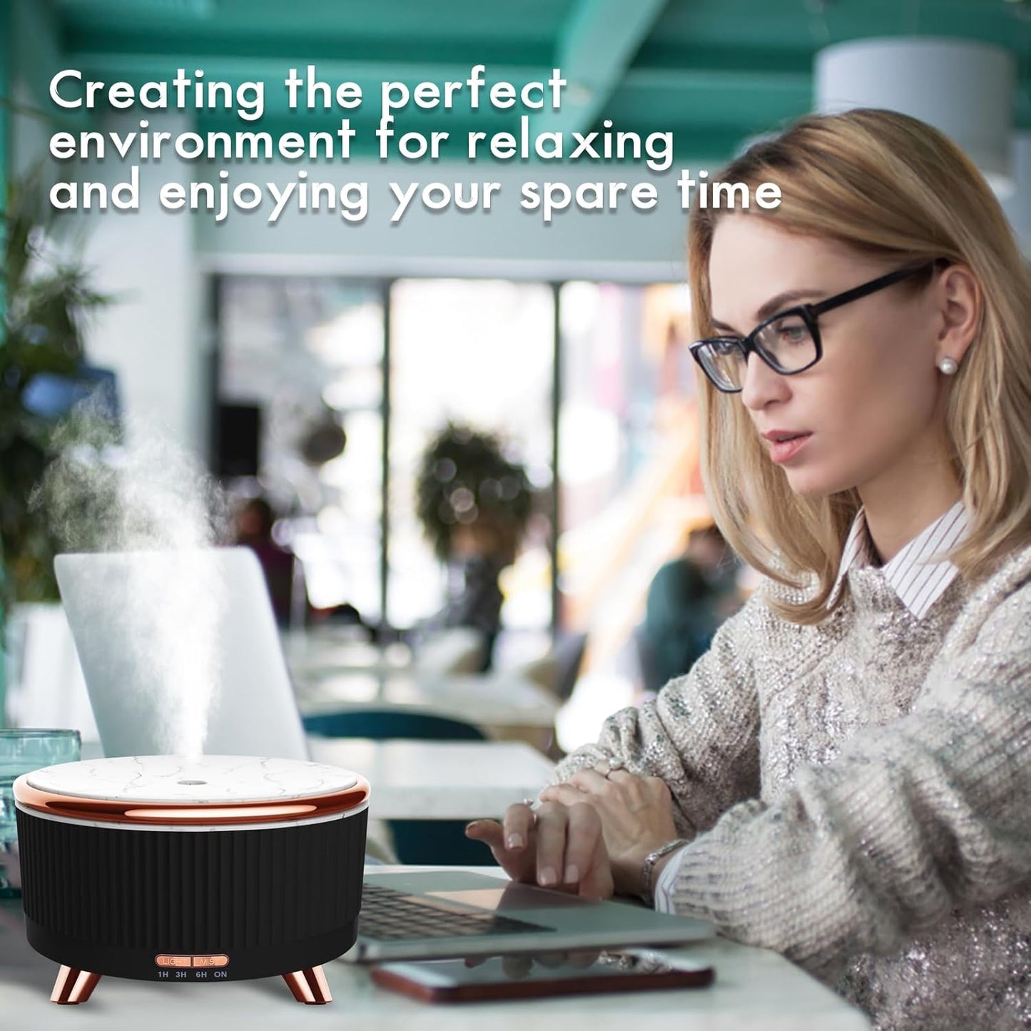 Snuggle Season! 500ml Diffuser for Essential Oils – Cozy Cool Mist Humidifier w/ Remote, 7 Lights, Auto-Off – Aromatherapy Gift for Home, Office, Women – Black