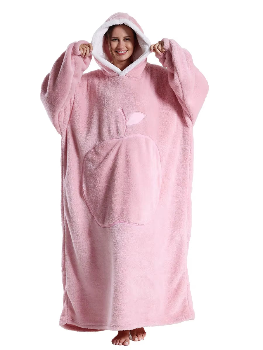 Cozy Xmas Hoodies – Extra Long Plush Loungewear for Couples! Oversized Winter Blanket Hoodie, Snuggly Pajamas, Warm Homewear for Men & Women