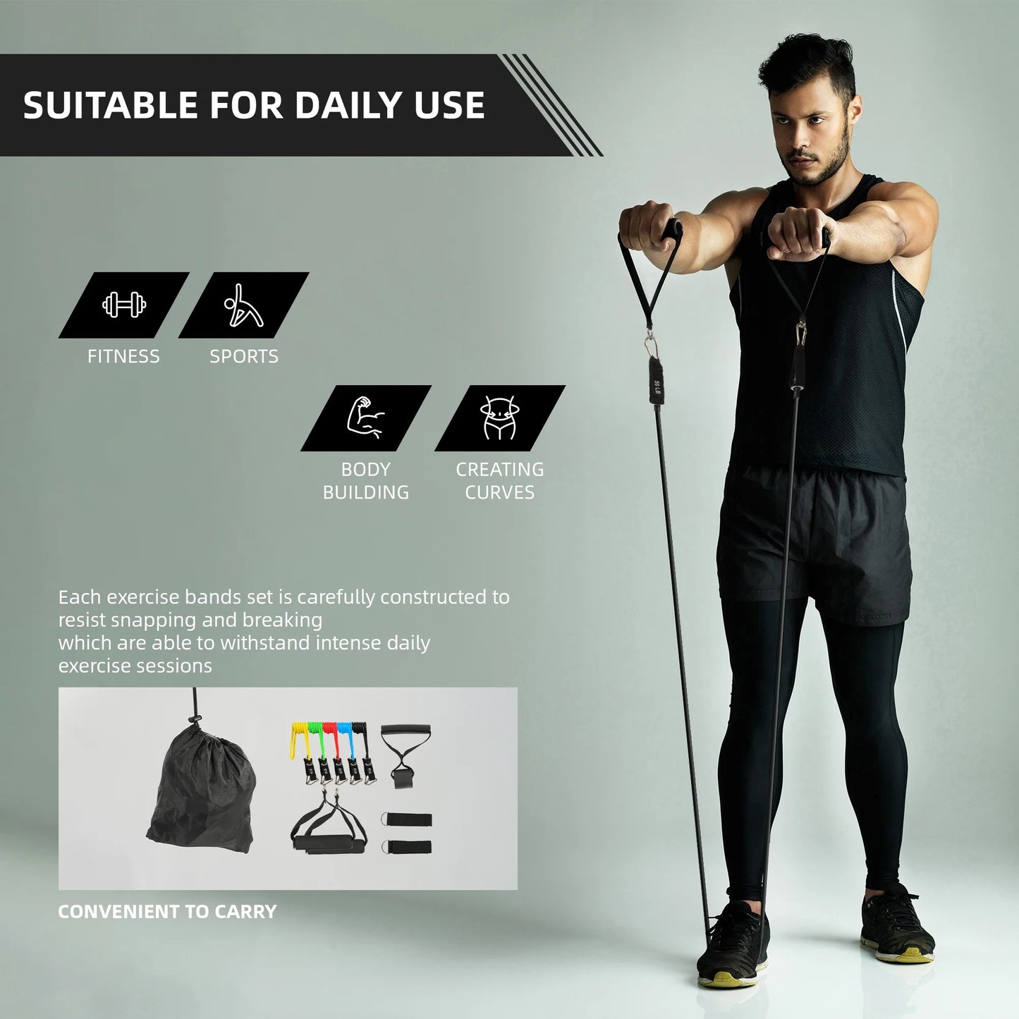 Ultimate Resistance Bands Set with Handles - Heavy Duty for Strength Training, Physical Therapy & Home Workouts