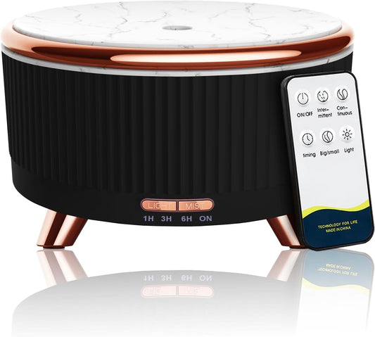 Snuggle Season! 500ml Diffuser for Essential Oils – Cozy Cool Mist Humidifier w/ Remote, 7 Lights, Auto-Off – Aromatherapy Gift for Home, Office, Women – Black