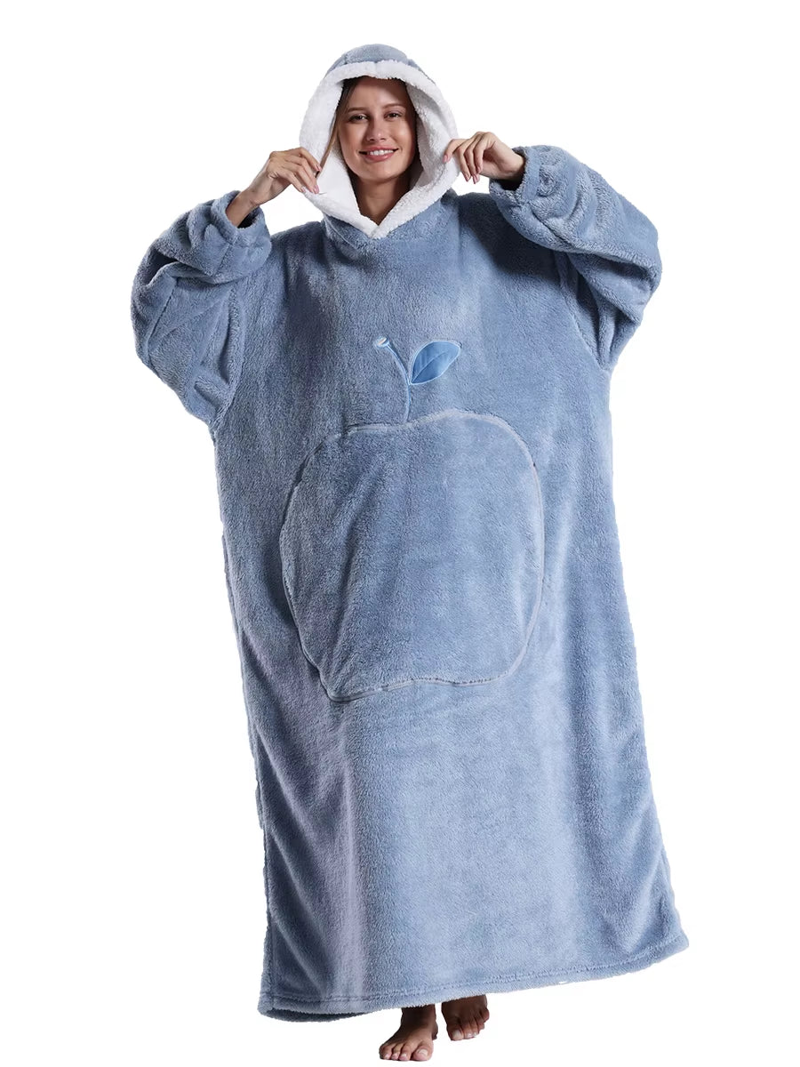 Cozy Xmas Hoodies – Extra Long Plush Loungewear for Couples! Oversized Winter Blanket Hoodie, Snuggly Pajamas, Warm Homewear for Men & Women