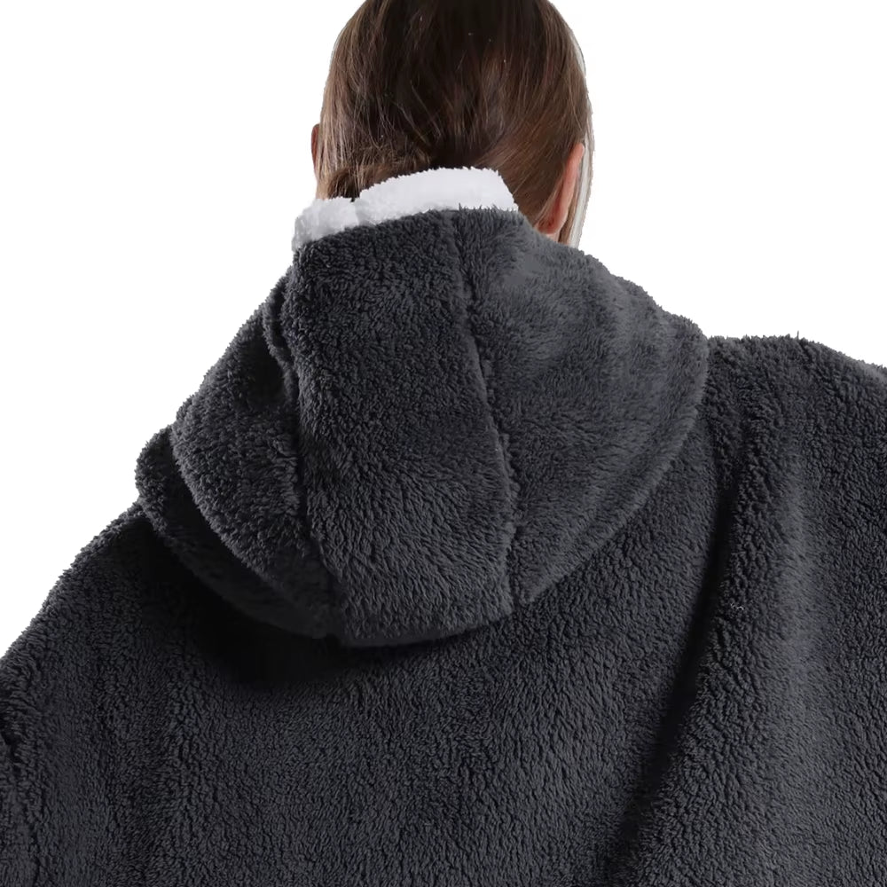 Cozy Xmas Hoodies – Extra Long Plush Loungewear for Couples! Oversized Winter Blanket Hoodie, Snuggly Pajamas, Warm Homewear for Men & Women