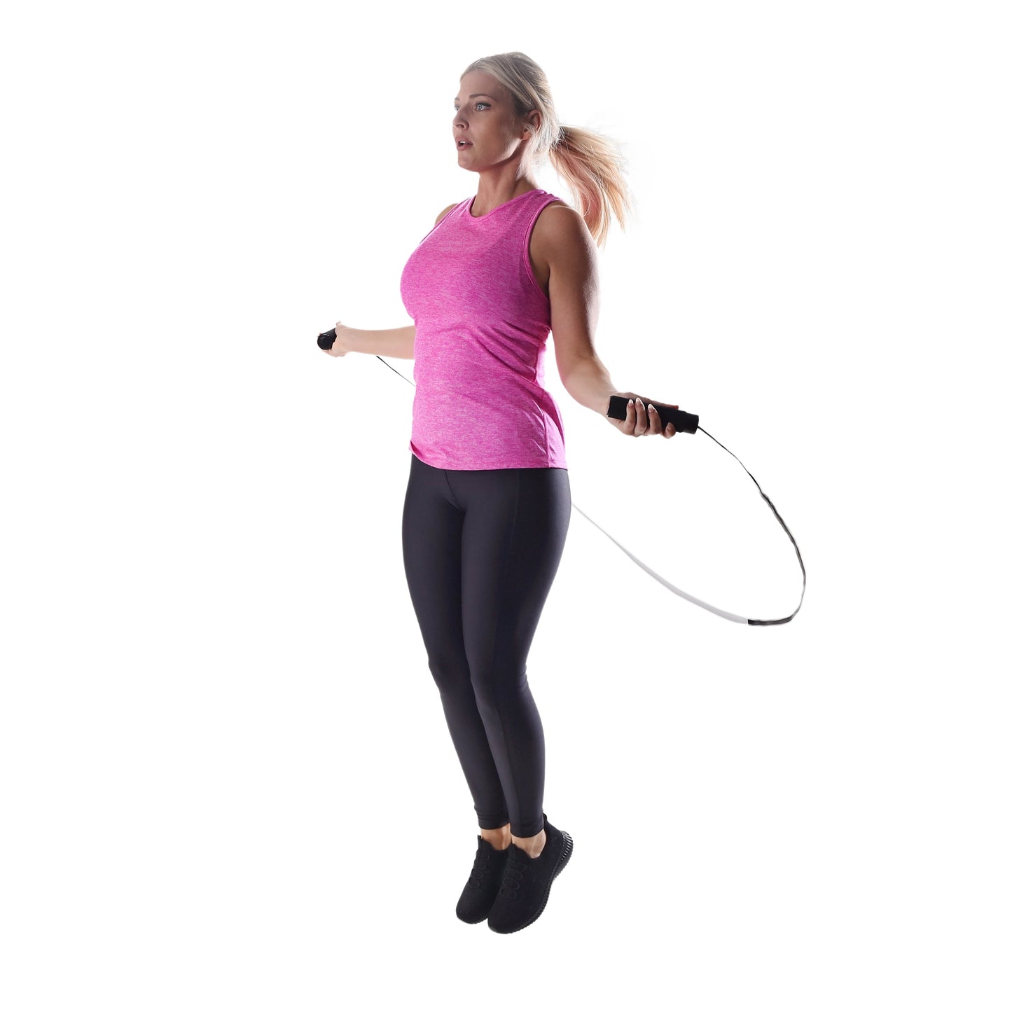 Premium Adjustable Weighted Jump Rope - Customizable Length Up to 9', Sleek Black Design