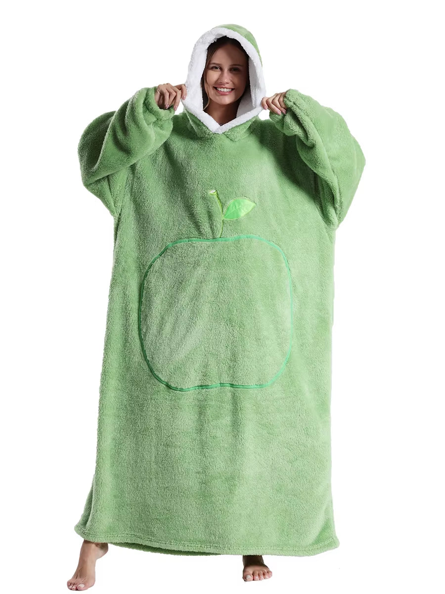 Cozy Xmas Hoodies – Extra Long Plush Loungewear for Couples! Oversized Winter Blanket Hoodie, Snuggly Pajamas, Warm Homewear for Men & Women