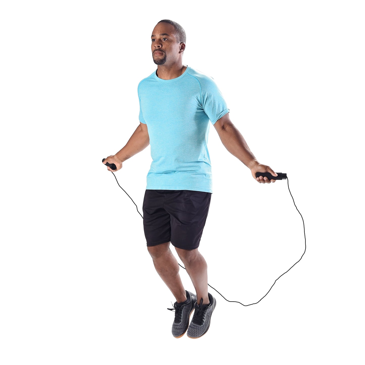 Premium Adjustable Weighted Jump Rope - Customizable Length Up to 9', Sleek Black Design